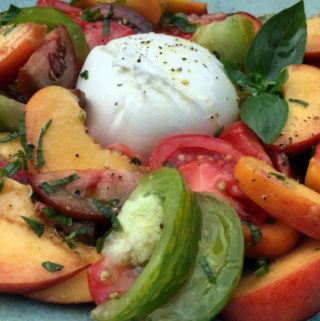 Burrata with Peaches and Heirloom Tomatoes