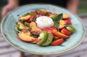 Burrata with Tomatoes, Peaches and Basil